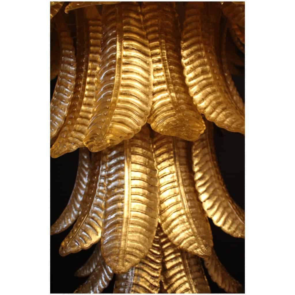 Lustre long en verre de Murano doré en forme de palmier 7