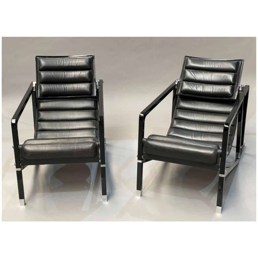 Pair of “Transat” armchairs, original model created circa 1926 5