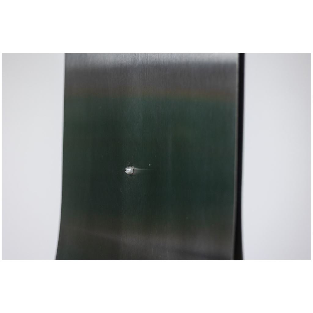 Lampadaire en métal brossé et opaline, années 1970 6