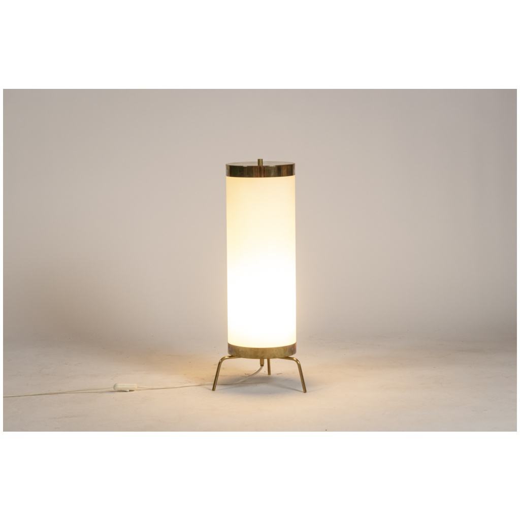 Lamp in white opaline and golden brass, 1970s 7