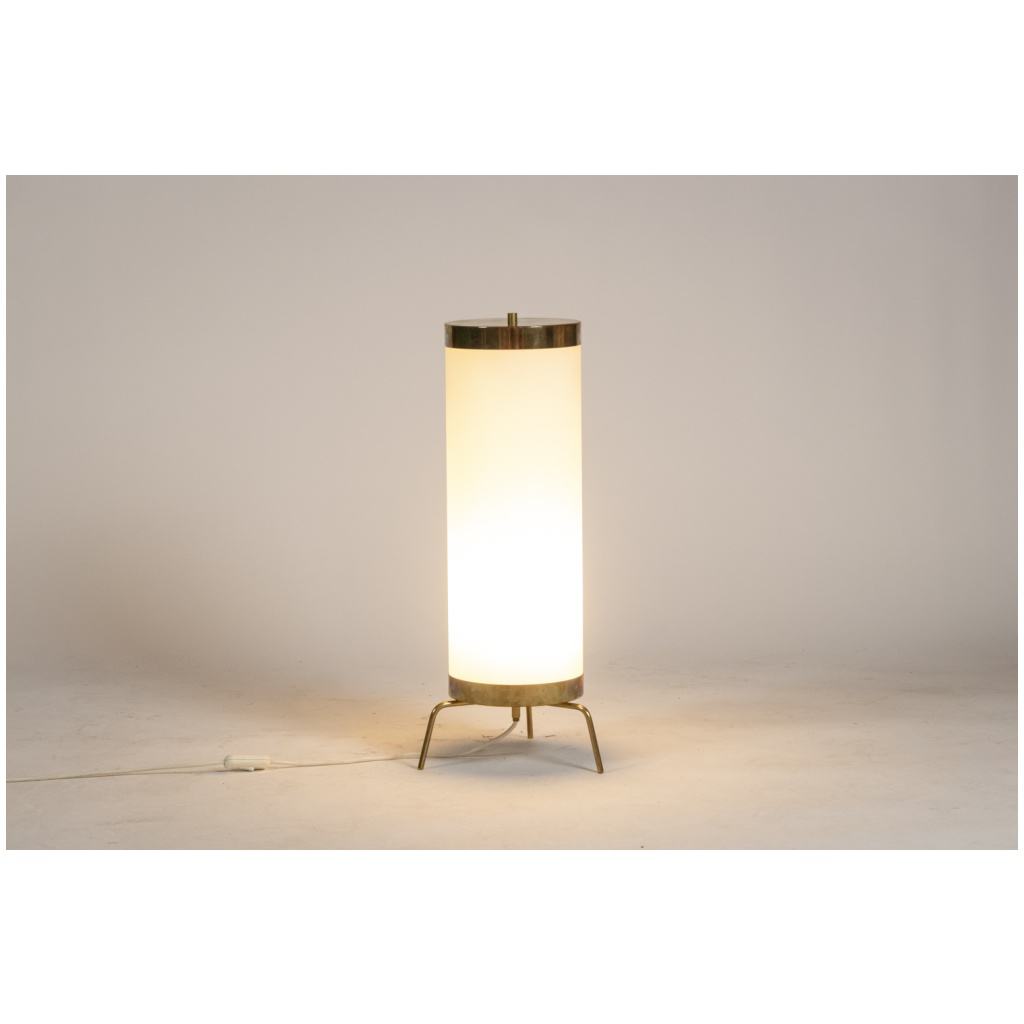 Lampe en opaline blanche et laiton doré, années 1970 7