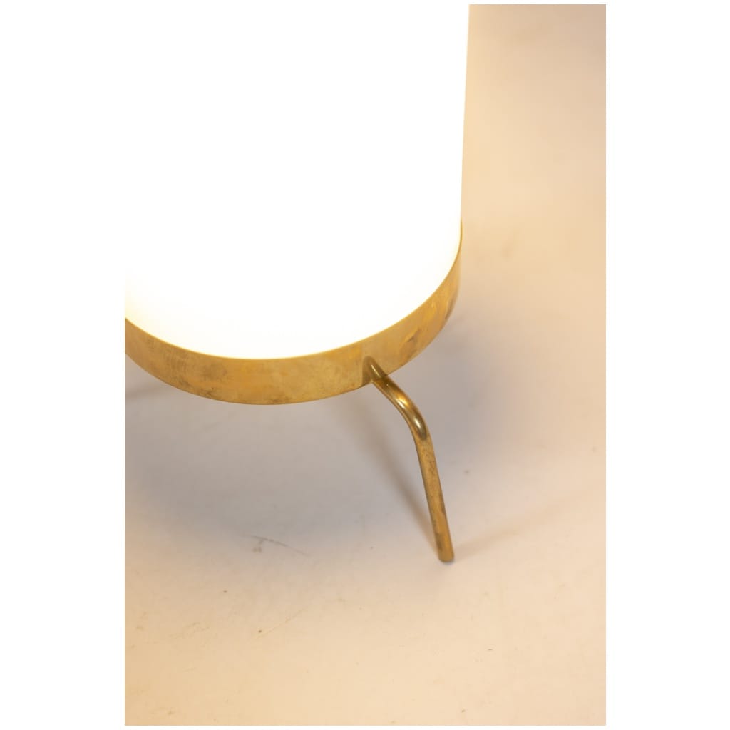 Lamp in white opaline and golden brass, 1970s 8