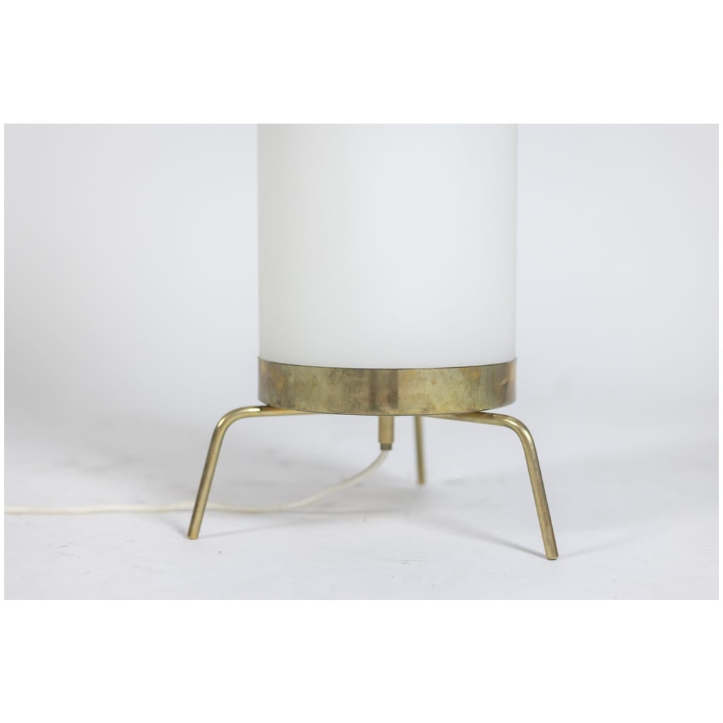 Lamp in white opaline and golden brass, 1970s 6
