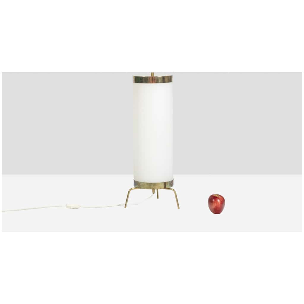 Lamp in white opaline and golden brass, 1970s 5
