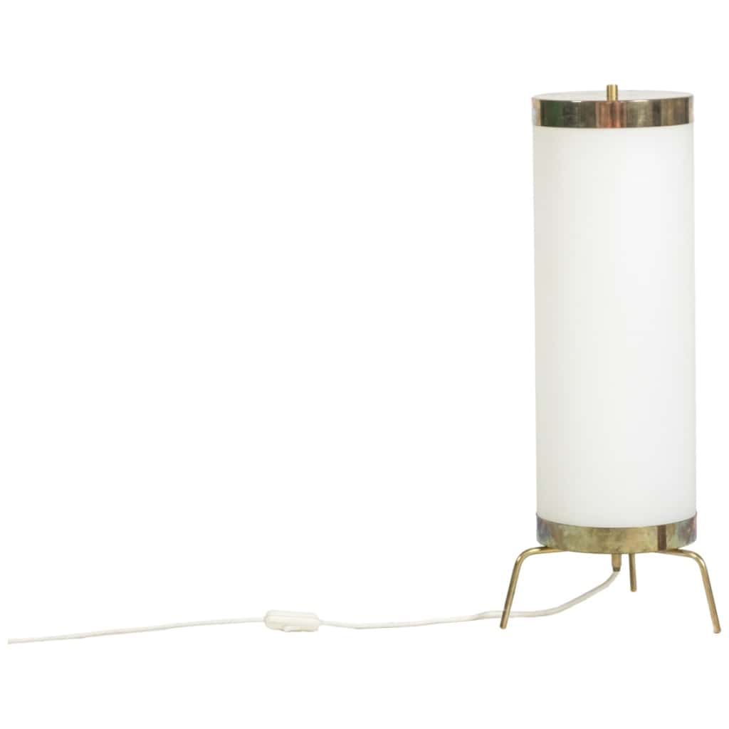 Lamp in white opaline and golden brass, 1970s 3