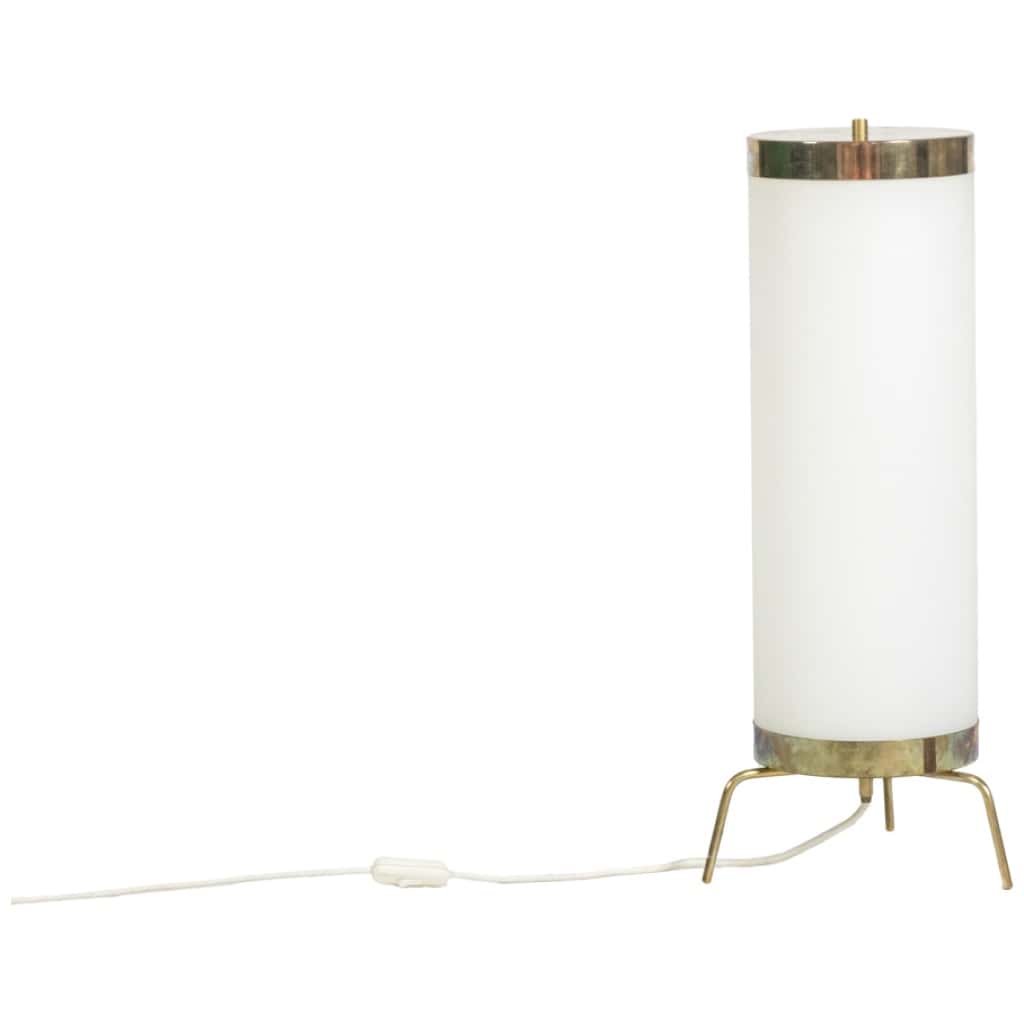 Lampe en opaline blanche et laiton doré, années 1970 3