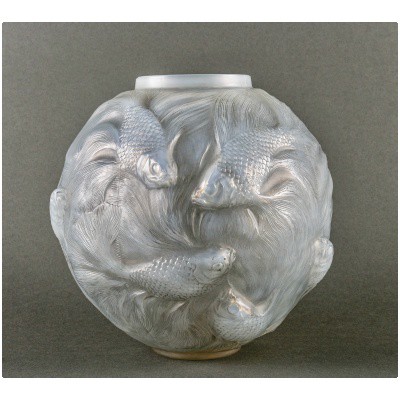 1924 René Lalique – Vase Formose Verre Opalescent Patiné Gris