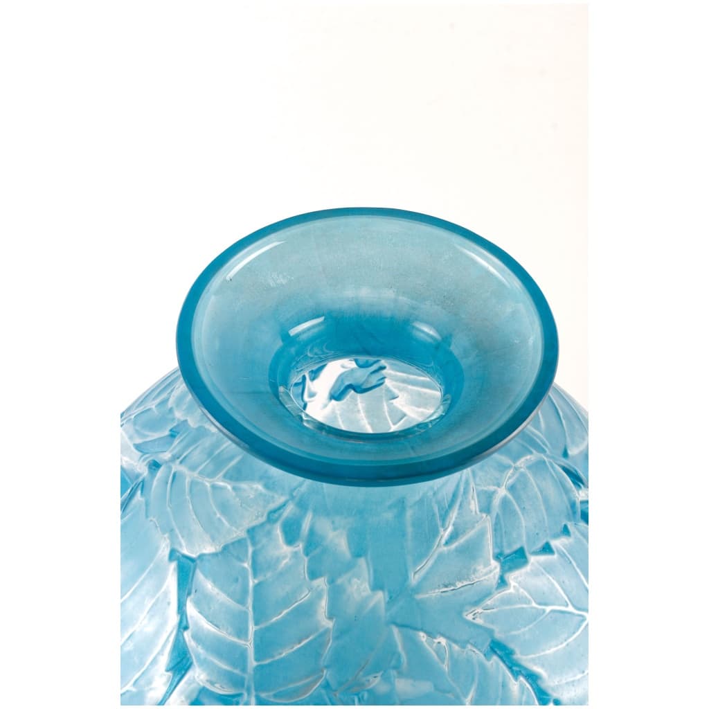 1929 René Lalique – Milan Vase White Glass Patinated Electric Blue 6