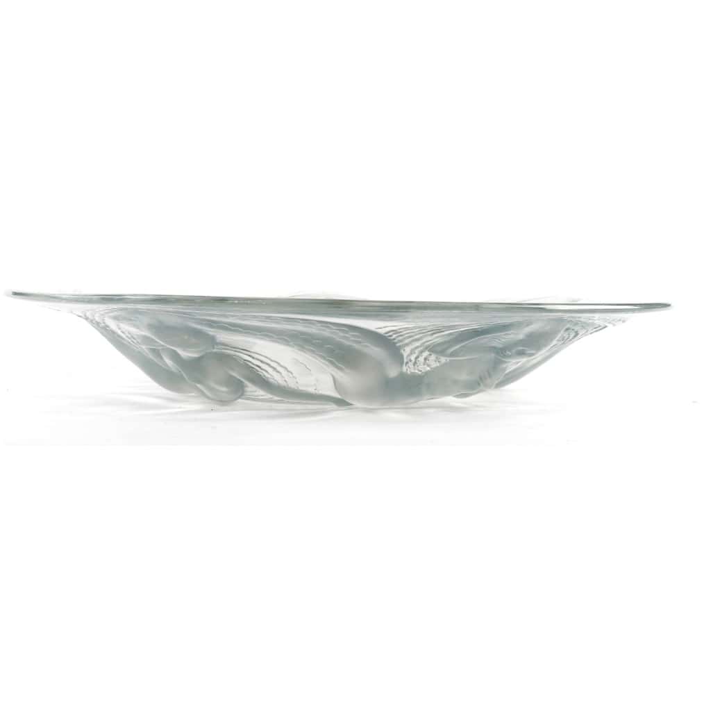 1932 René Lalique – Coupe Calypso Verre Blanc Patiné Bleu Gris 5