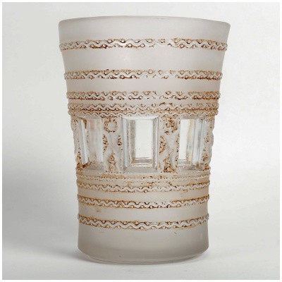 1937 René Lalique – Vase Florence Verre Blanc Patiné Sépia