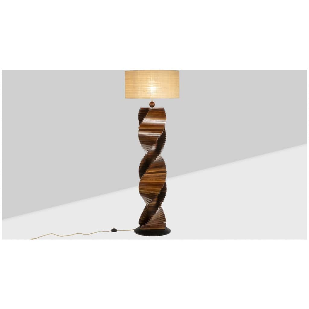 Pied de lampe en bois, sculptural. Années 1980 8