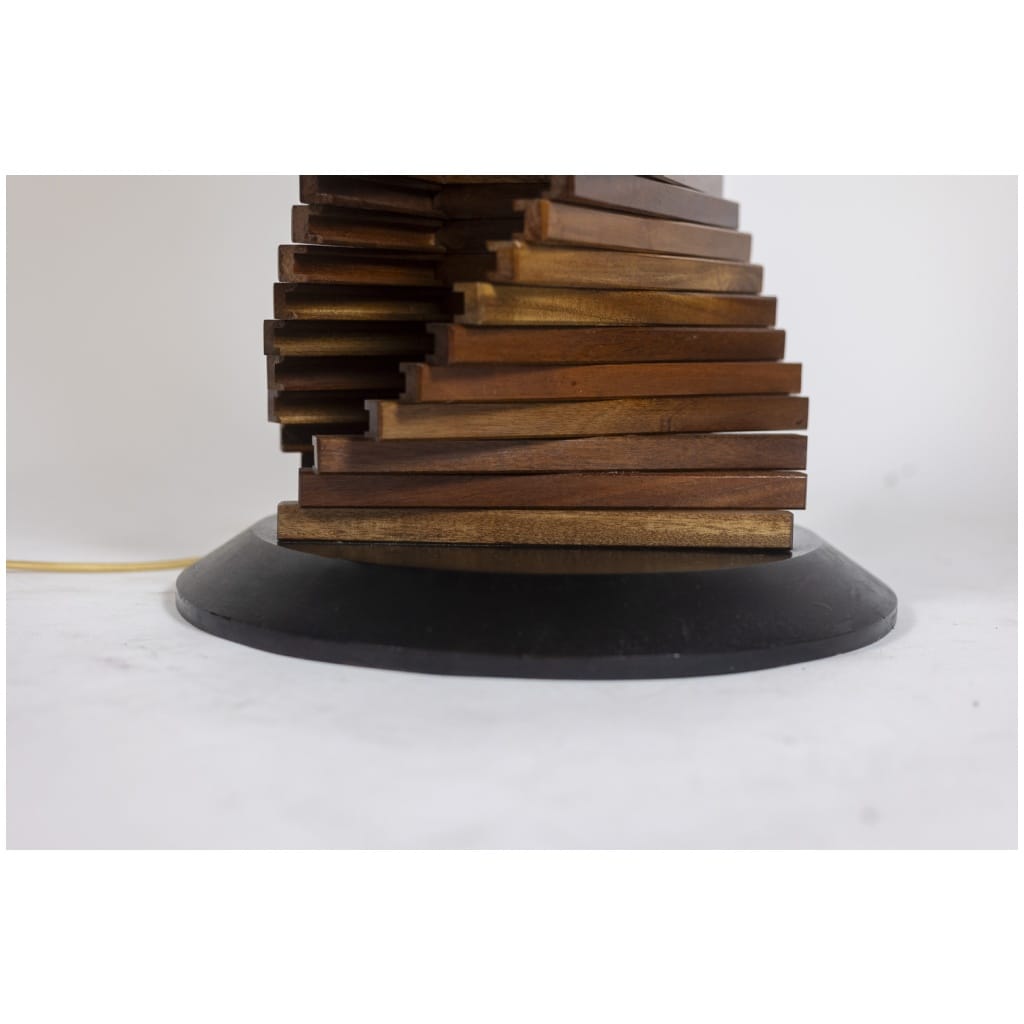 Pied de lampe en bois, sculptural. Années 1980 7