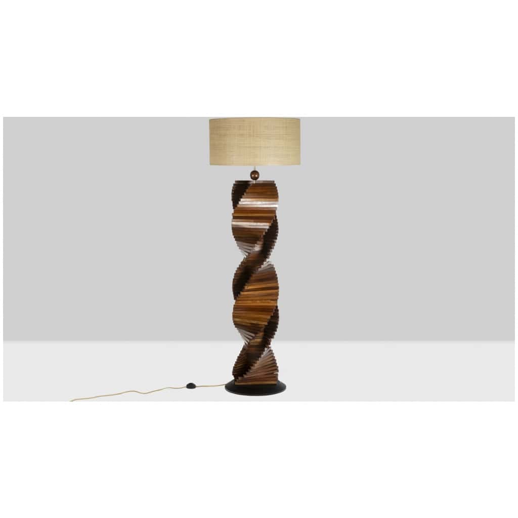 Pied de lampe en bois, sculptural. Années 1980 6