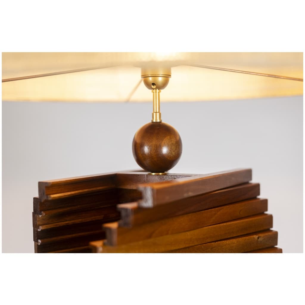 Pied de lampe en bois, sculptural. Années 1980 5