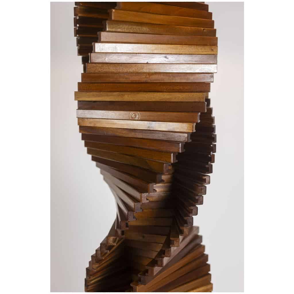 Pied de lampe en bois, sculptural. Années 1980 13