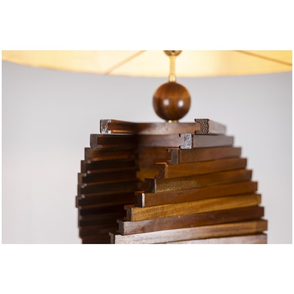 Pied de lampe en bois, sculptural. Années 1980 11