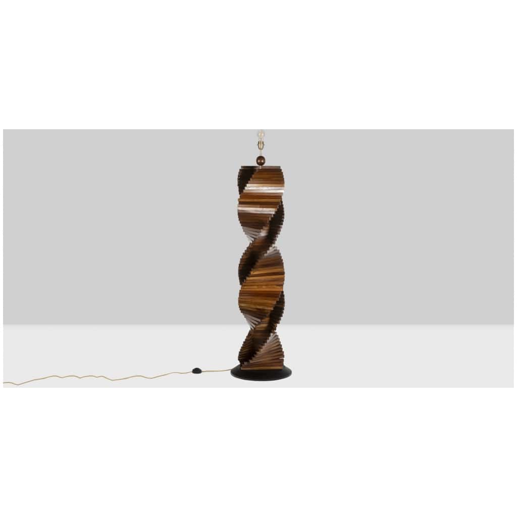 Pied de lampe en bois, sculptural. Années 1980 10