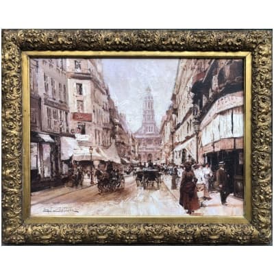 ZEYTLINE Léon Paris, animation rue de la Chaussée d’Antin Huile sur toile signée Certificat d’authenticité