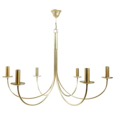 1970 Elegant gilded brass chandelier from Maison Roche.