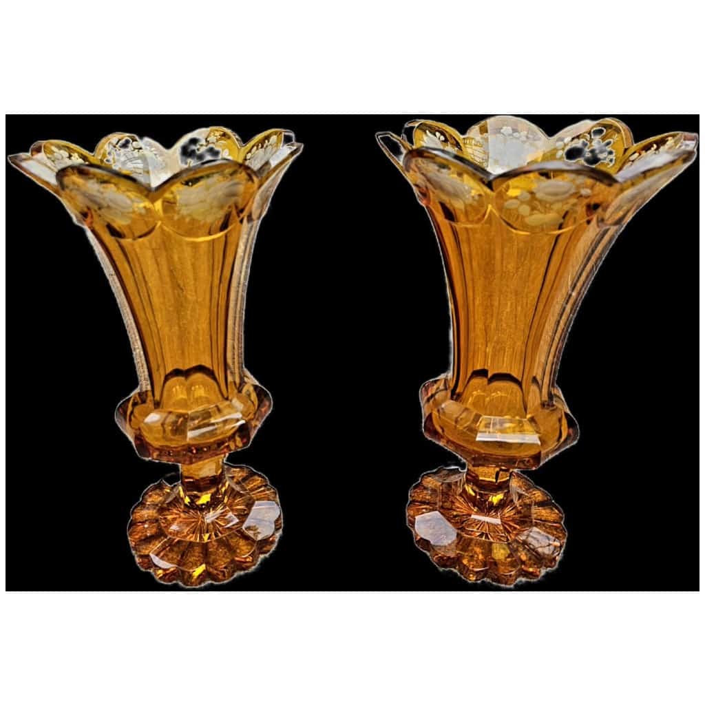 Pair of Bohemian crystal vases 3