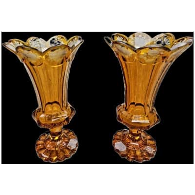 Pair of Bohemian crystal vases