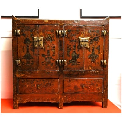 Magnificent horned sideboard made in the ancestral way in old solid wood