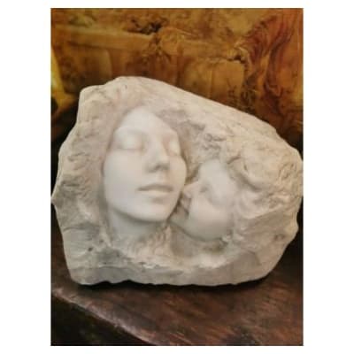 “mother and child” marble sculpture