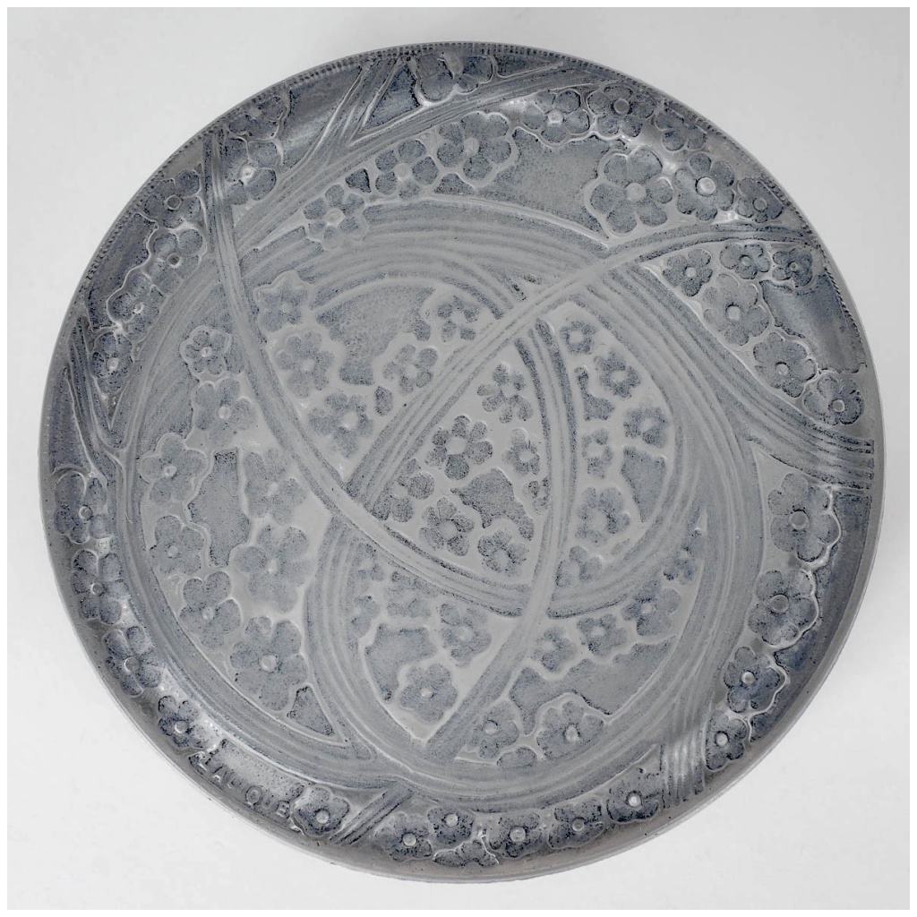 1924 René Lalique – Boîte Lucie Verre Blanc Patiné Bleu 6