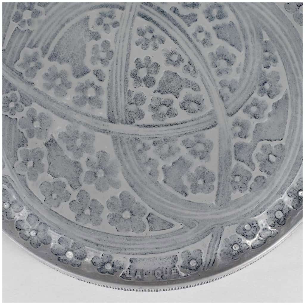 1924 René Lalique – Boîte Lucie Verre Blanc Patiné Bleu 8