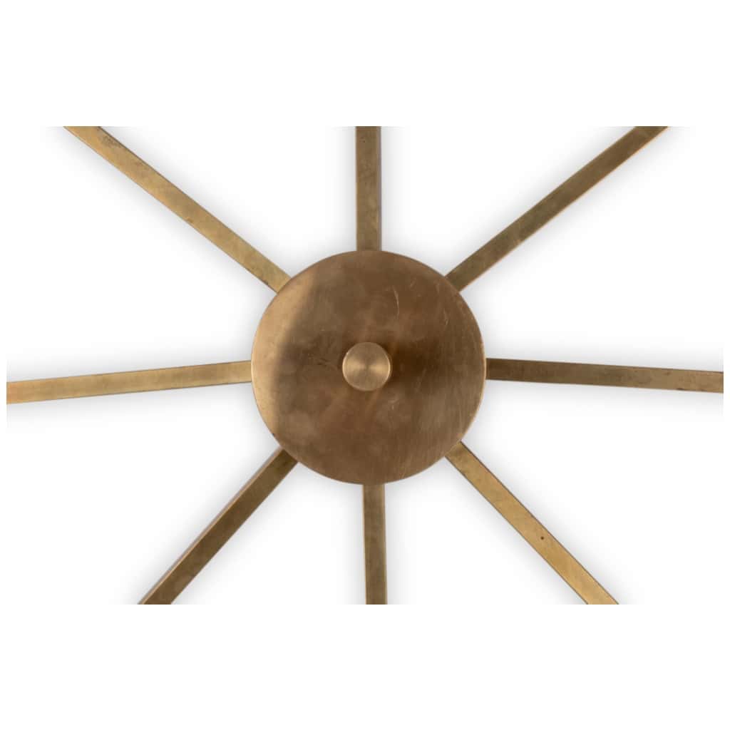 Angelo Lelli. Wall lamp, or suspension, in brass and opaline. Contemporary. 6