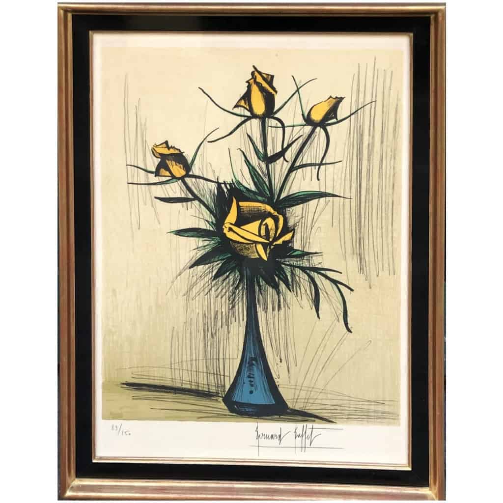 BUFFET Bernard Roses in a blue vase, 1979 Color lithograph signed and numbered Certificate 8