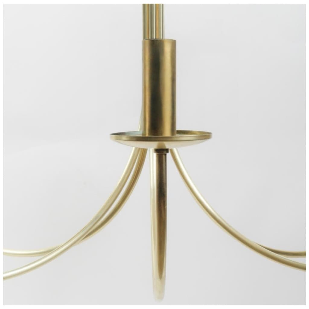 1970 Elegant gilded brass chandelier from Maison Roche. 5
