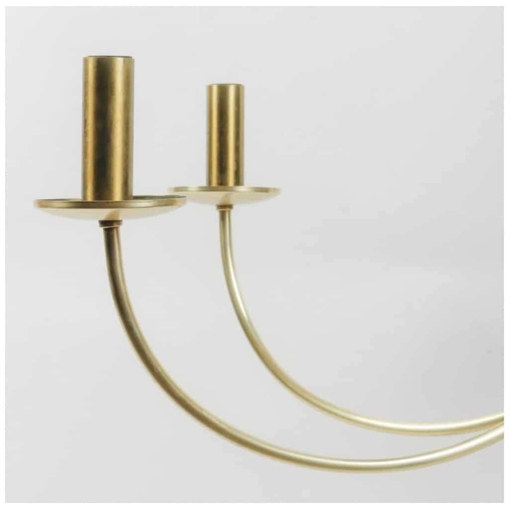 1970 Elegant gilded brass chandelier from Maison Roche. 6