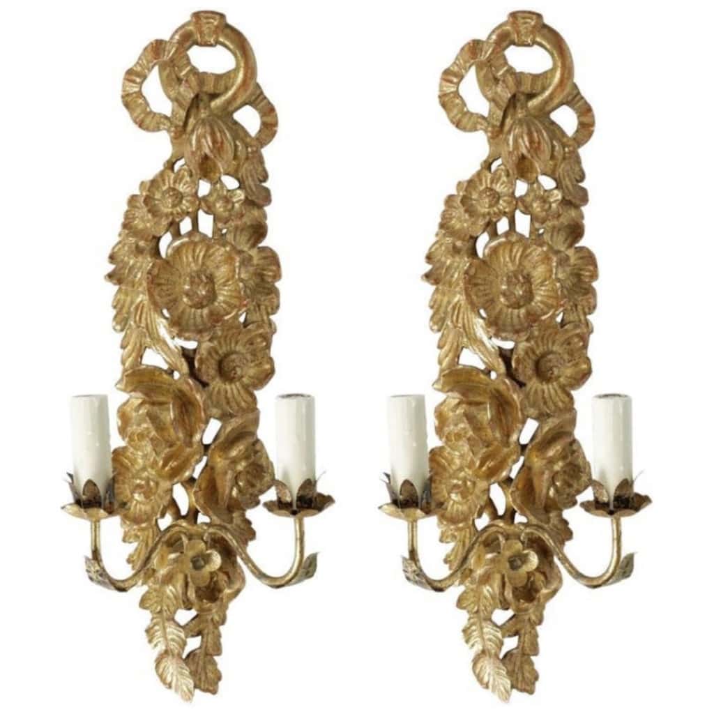 1960 Large Pair of FlorArt 3 Home Sconces