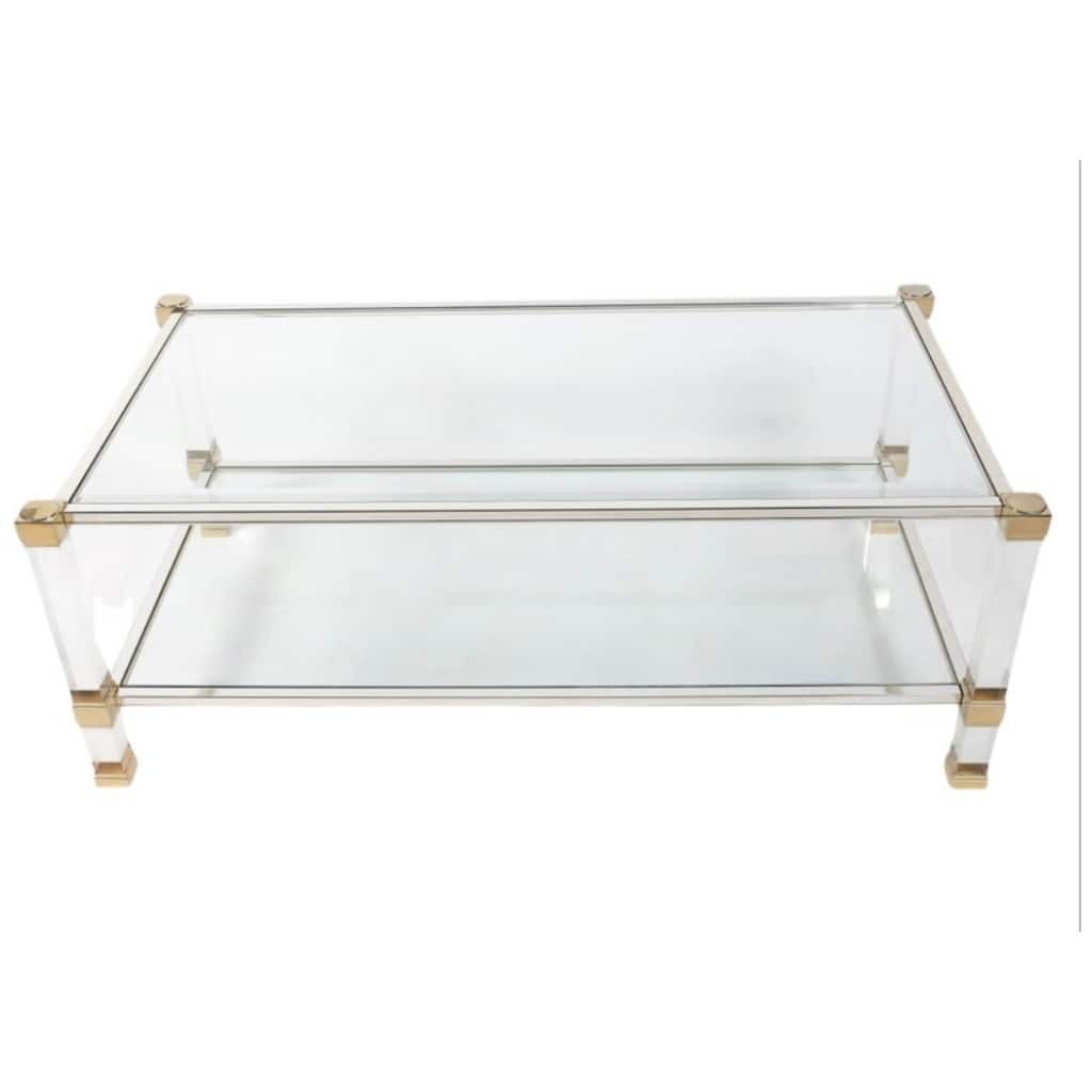 1970 Lucite and brass coffee table by Pierre Vandel 4