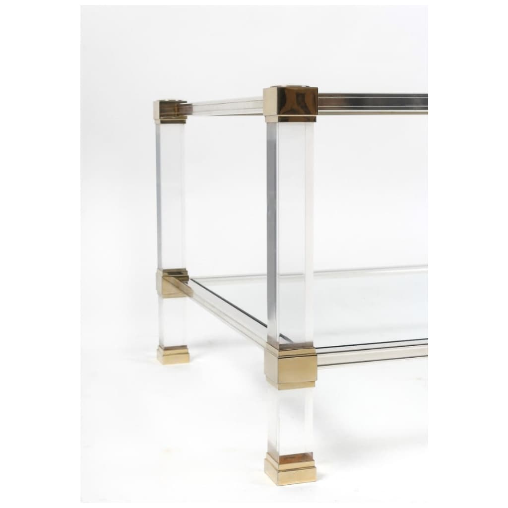 1970 Lucite and brass coffee table by Pierre Vandel 5