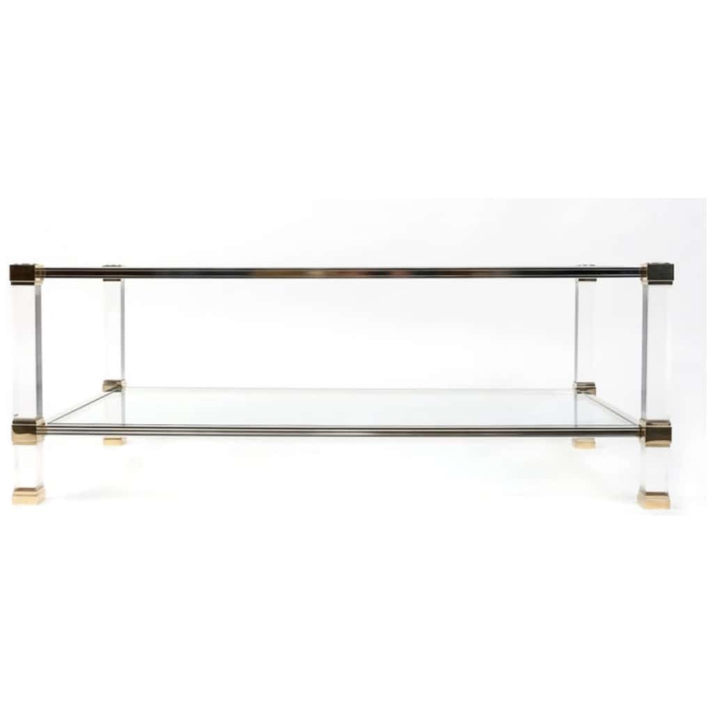 1970 Lucite and brass coffee table by Pierre Vandel 3