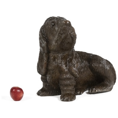 Carved basswood dog in Black Forest style, circa 1900