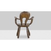 Maison Chevalier, Fauteuil Brutaliste en bois gougé. Années 1960. 14