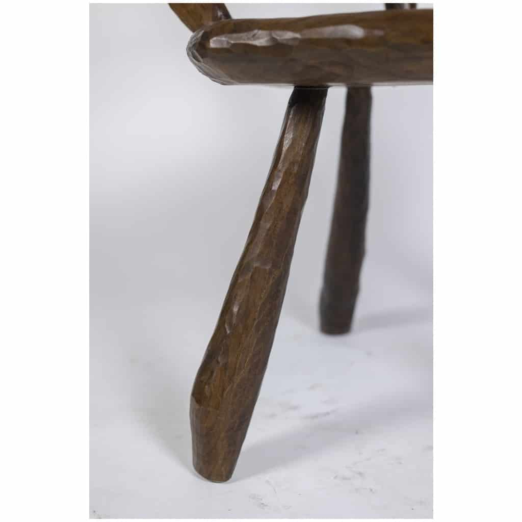 Maison Chevalier, Fauteuil Brutaliste en bois gougé. Années 1960. 8