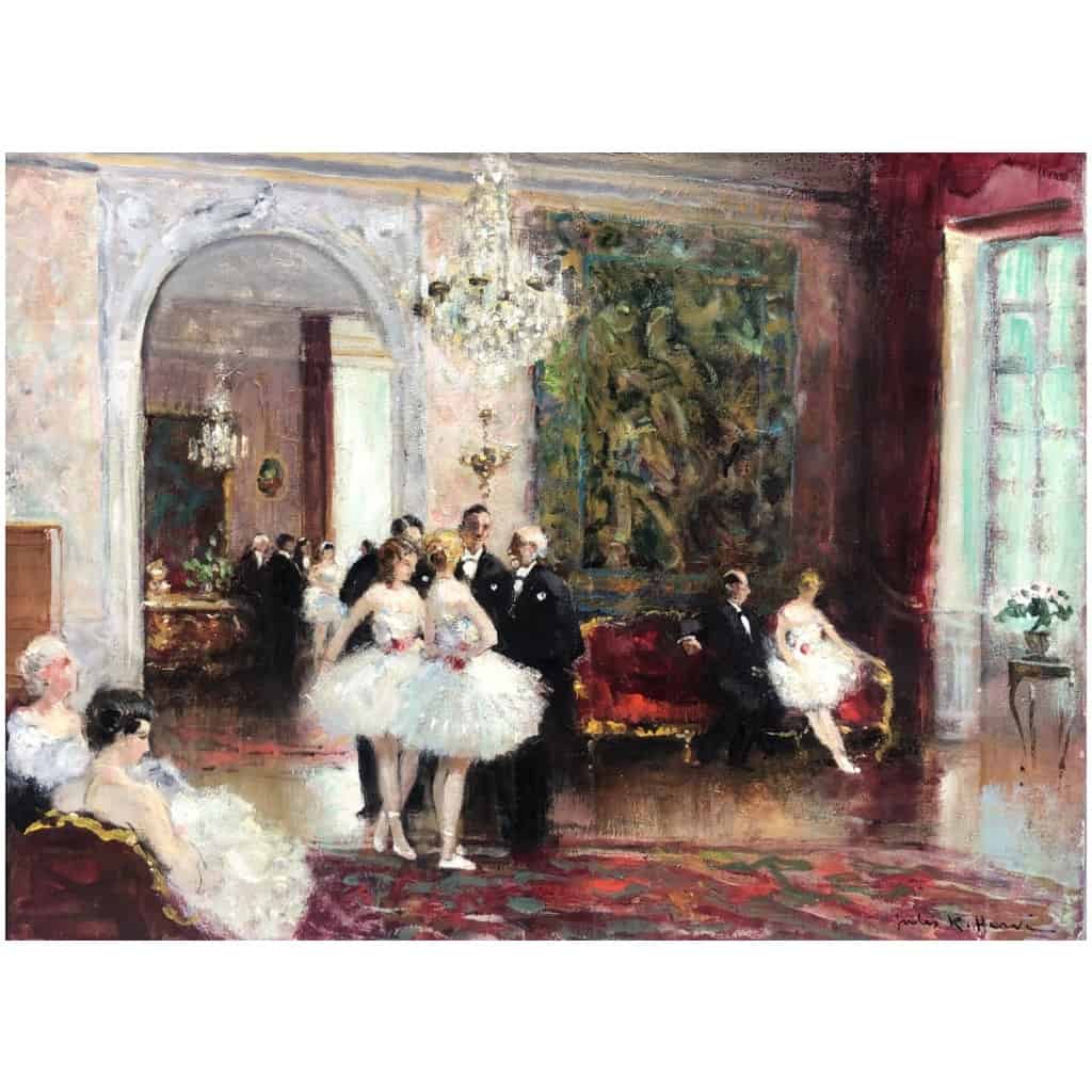 HERVE Jules Tableau Impressionniste 20è Réception Après Le Spectacle Huile sur toile signée Certificat d’authenticité 5