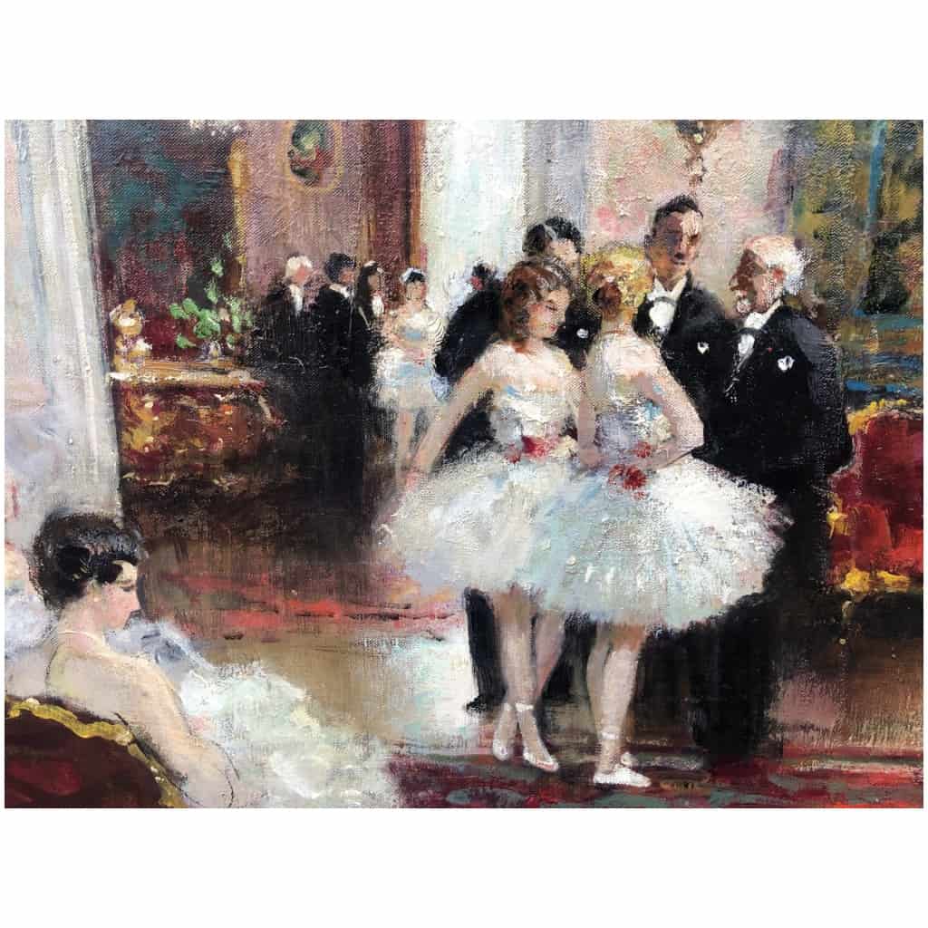 HERVE Jules Impressionist Painting 20th Reception After The Show Oil on canvas signed Certificate of authenticity 14