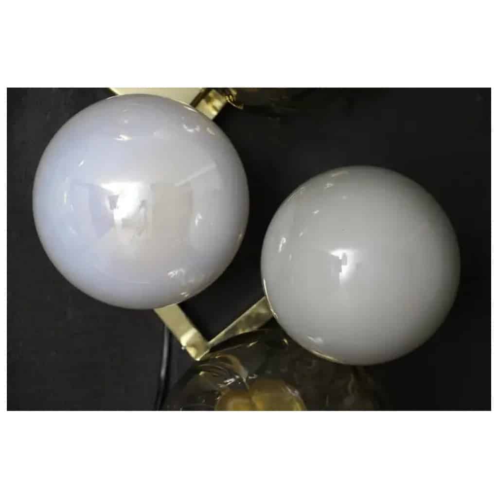 Large architectural sconces with 6 globes in iridescent glass, large sconces 6