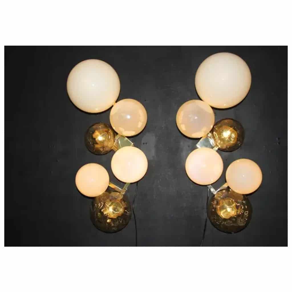 Large architectural sconces with 6 globes in iridescent glass, large sconces 10