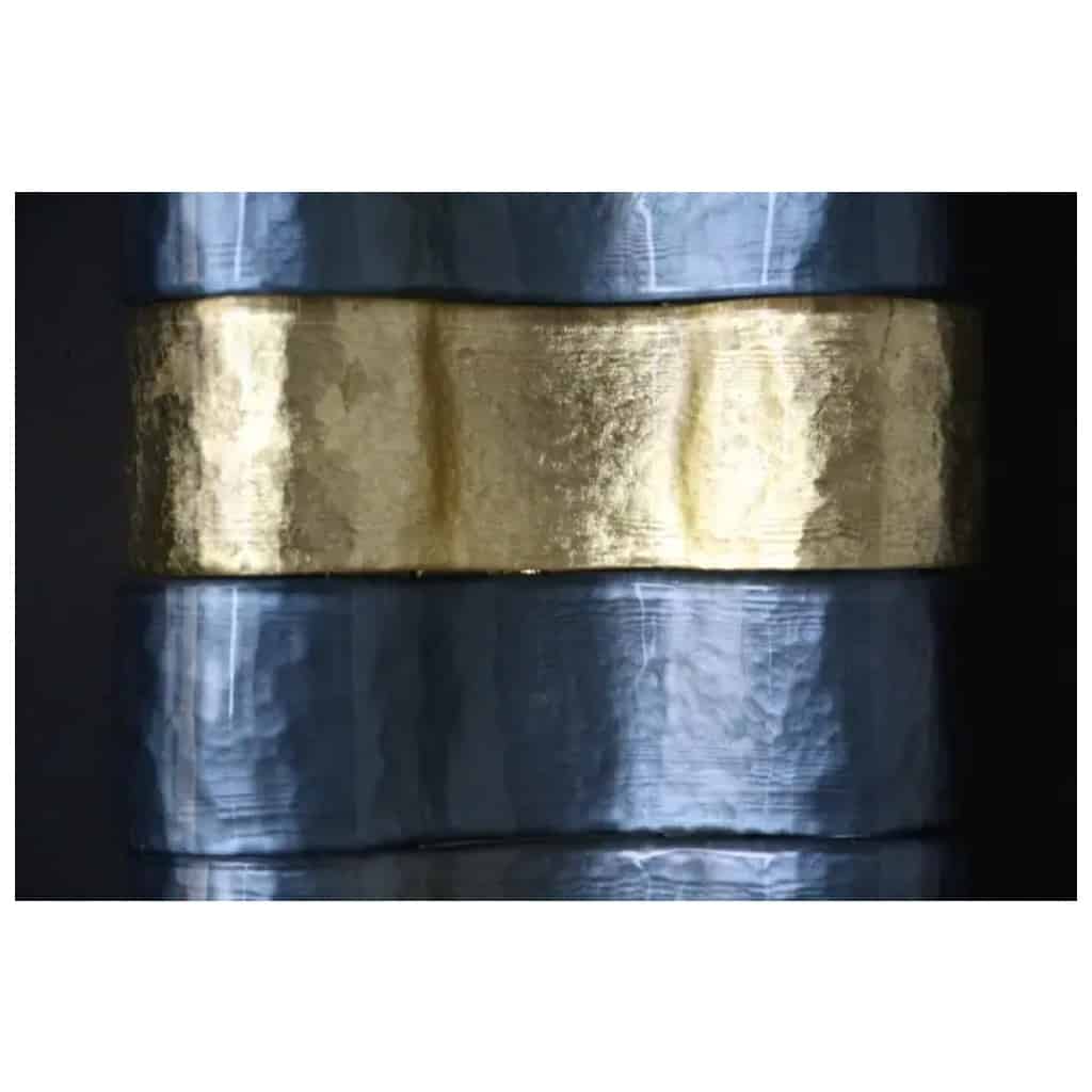 Pair of modern wall lights in blue, gray and gold Murano glass 9