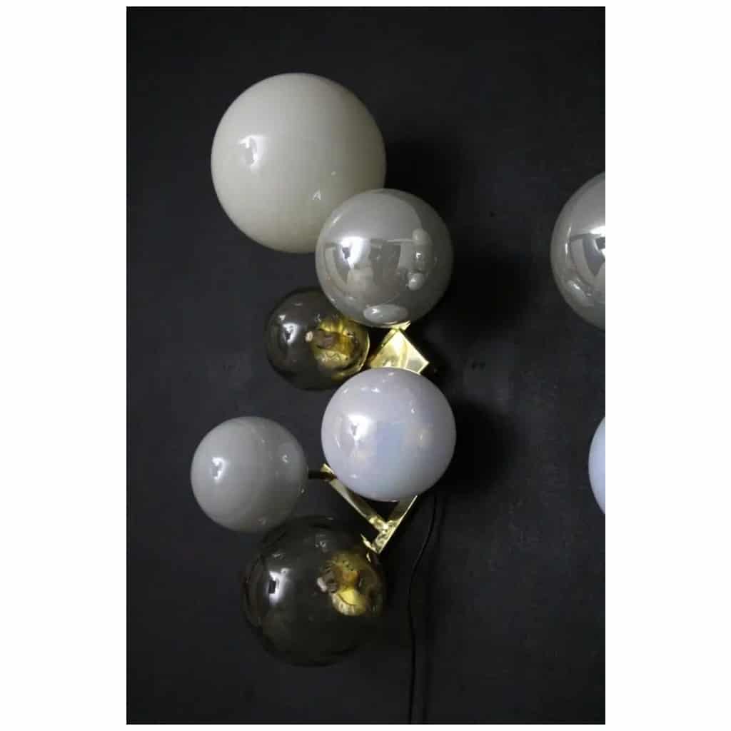 Large architectural sconces with 6 globes in iridescent glass, large sconces 15