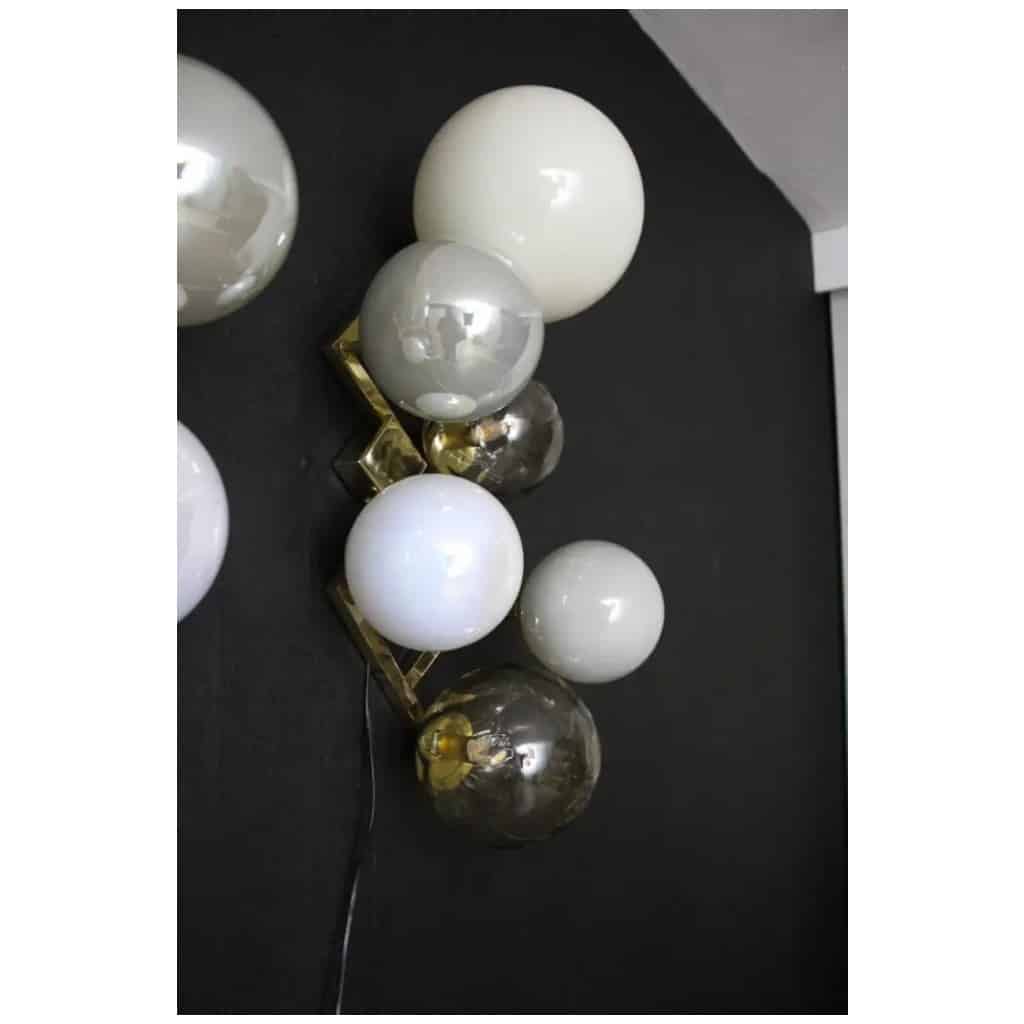 Large architectural sconces with 6 globes in iridescent glass, large sconces 14