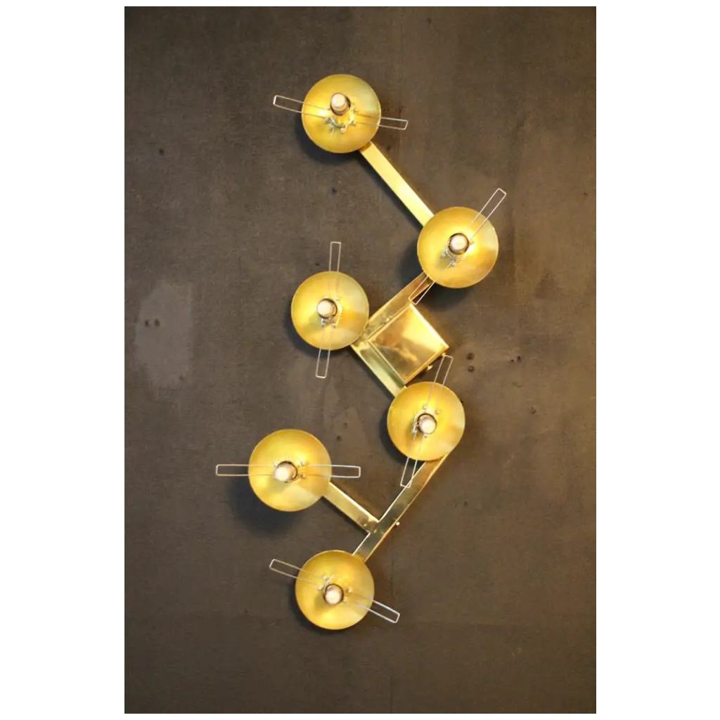 Grandes appliques architecturales à 6 globes en verre irisé, grandes appliques 13