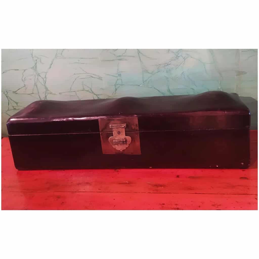 Old Chinese leather pillow box 3