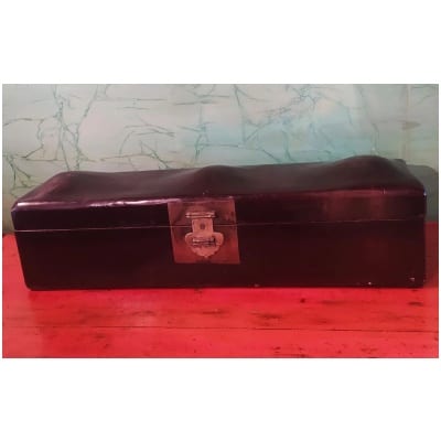 Coffret oreiller ancien chinois en cuir